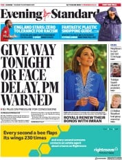 London Evening Standard () Newspaper Front Page for 16 October 2019