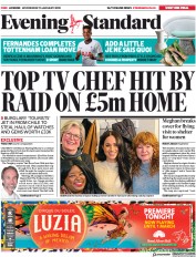 London Evening Standard () Newspaper Front Page for 16 January 2020