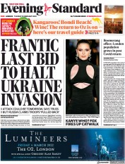 London Evening Standard () Newspaper Front Page for 16 February 2022