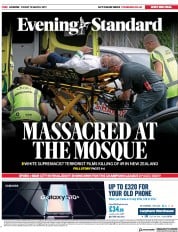 London Evening Standard () Newspaper Front Page for 16 March 2019