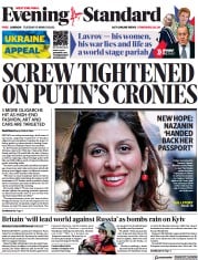 London Evening Standard () Newspaper Front Page for 16 March 2022