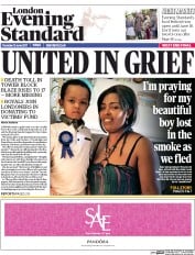 London Evening Standard () Newspaper Front Page for 16 June 2017