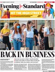 London Evening Standard () Newspaper Front Page for 16 June 2020