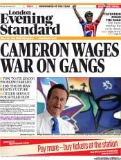 London Evening Standard () Newspaper Front Page for 16 August 2011