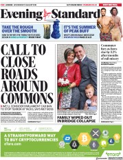 London Evening Standard () Newspaper Front Page for 16 August 2018