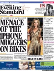 London Evening Standard () Newspaper Front Page for 17 November 2012