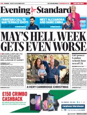 London Evening Standard () Newspaper Front Page for 17 December 2018
