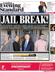 London Evening Standard () Newspaper Front Page for 17 January 2015