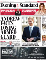 London Evening Standard () Newspaper Front Page for 17 January 2020