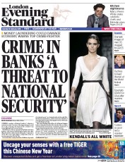 London Evening Standard () Newspaper Front Page for 17 February 2015