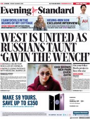 London Evening Standard () Newspaper Front Page for 17 March 2018