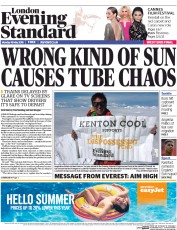 London Evening Standard () Newspaper Front Page for 17 May 2016