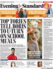 London Evening Standard () Newspaper Front Page for 17 June 2020
