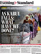 London Evening Standard () Newspaper Front Page for 17 August 2021