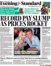 London Evening Standard () Newspaper Front Page for 17 August 2022