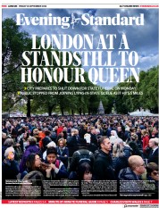 London Evening Standard () Newspaper Front Page for 17 September 2022