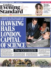 London Evening Standard () Newspaper Front Page for 18 October 2014