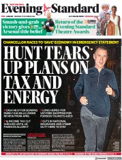 London Evening Standard () Newspaper Front Page for 18 October 2022