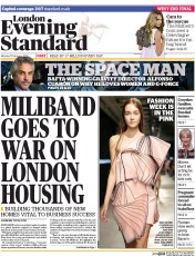 London Evening Standard () Newspaper Front Page for 18 February 2014