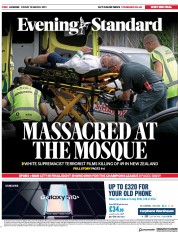 London Evening Standard () Newspaper Front Page for 18 March 2019