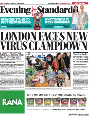 London Evening Standard () Newspaper Front Page for 18 March 2020