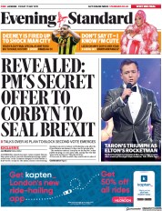London Evening Standard () Newspaper Front Page for 18 May 2019