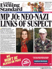 London Evening Standard () Newspaper Front Page for 18 June 2016