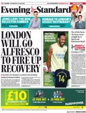 London Evening Standard () Newspaper Front Page for 18 June 2020