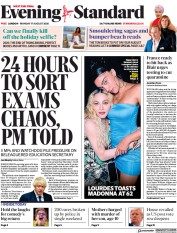 London Evening Standard () Newspaper Front Page for 18 August 2020