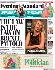 London Evening Standard () Newspaper Front Page for 18 September 2019