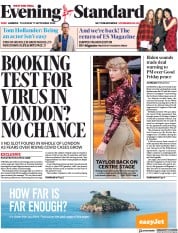 London Evening Standard () Newspaper Front Page for 18 September 2020
