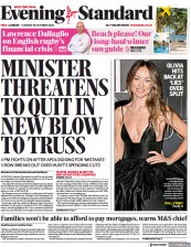 London Evening Standard () Newspaper Front Page for 19 October 2022