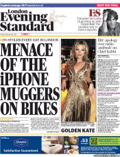 London Evening Standard () Newspaper Front Page for 19 November 2012