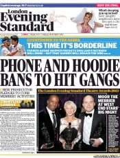 London Evening Standard () Newspaper Front Page for 19 November 2013