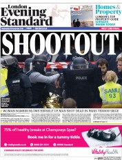London Evening Standard () Newspaper Front Page for 19 November 2015