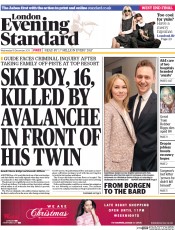 London Evening Standard () Newspaper Front Page for 19 December 2013