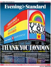 London Evening Standard () Newspaper Front Page for 19 December 2020