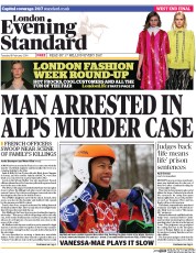 London Evening Standard () Newspaper Front Page for 19 February 2014
