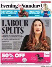 London Evening Standard () Newspaper Front Page for 19 February 2019