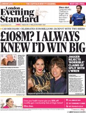 London Evening Standard () Newspaper Front Page for 19 March 2014