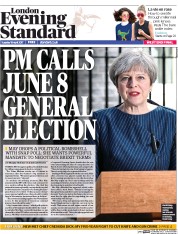 London Evening Standard () Newspaper Front Page for 19 April 2017