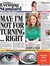 London Evening Standard () Newspaper Front Page for 19 May 2017