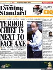 London Evening Standard () Newspaper Front Page for 19 July 2011