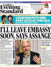 London Evening Standard () Newspaper Front Page for 19 August 2014