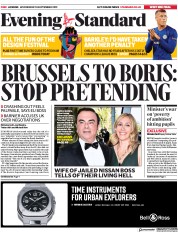 London Evening Standard () Newspaper Front Page for 19 September 2019