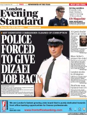 London Evening Standard () Newspaper Front Page for 1 October 2011