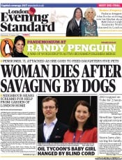 London Evening Standard () Newspaper Front Page for 1 November 2012