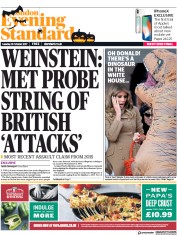 London Evening Standard () Newspaper Front Page for 1 November 2017