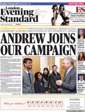 London Evening Standard () Newspaper Front Page for 1 December 2012