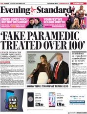 London Evening Standard () Newspaper Front Page for 1 December 2018
